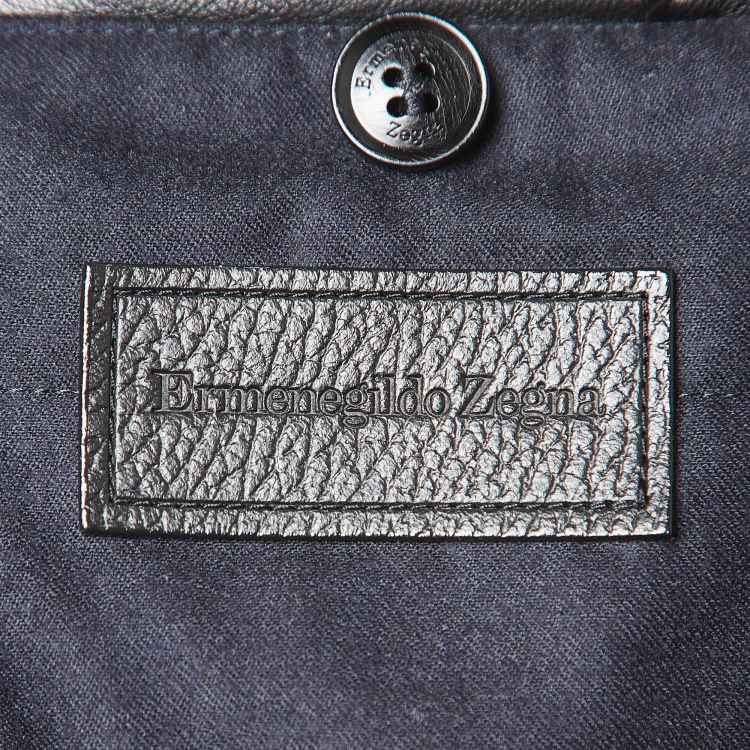 Pre Owned Ermenegildo Zegna Black Synthetic Patch Pocket Detail Button Front Jacket XL