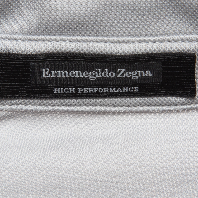 Pre Owned Ermenegildo Zegna Grey Wool Pique Polo T-Shirt XL