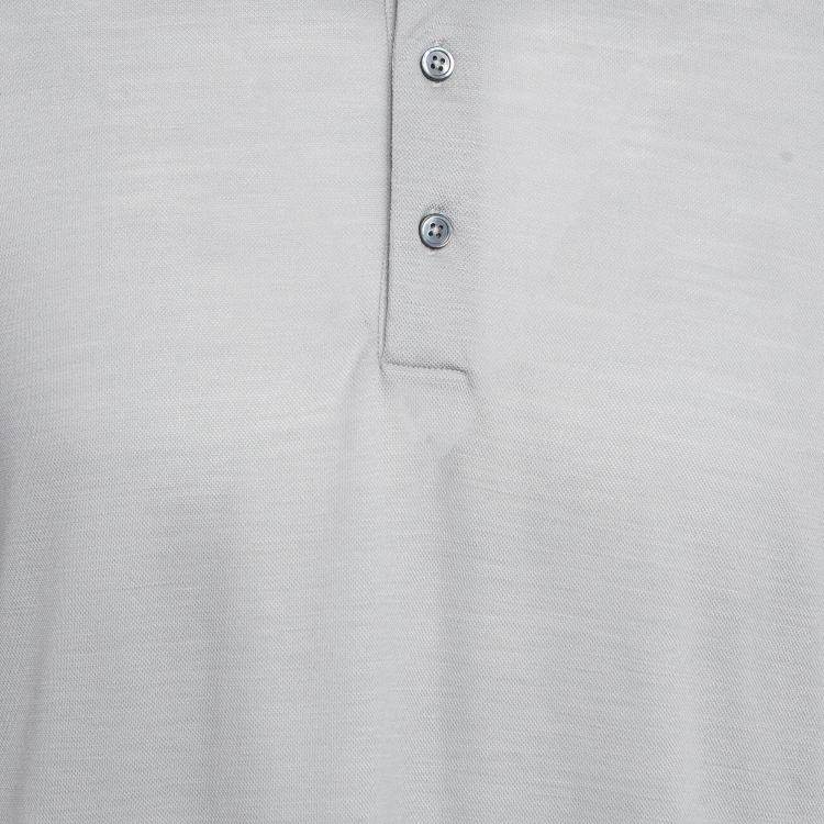 Pre Owned Ermenegildo Zegna Grey Wool Pique Polo T-Shirt XL