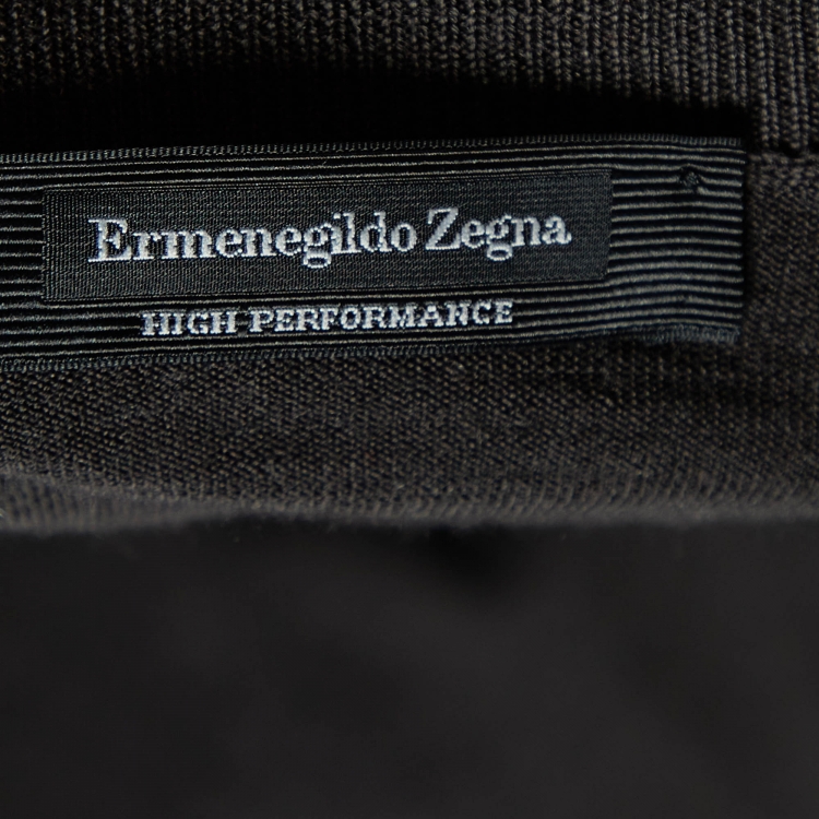 Pre Owned Ermenegildo Zegna Dark Brown Wool Knit V-Neck T-Shirt XL