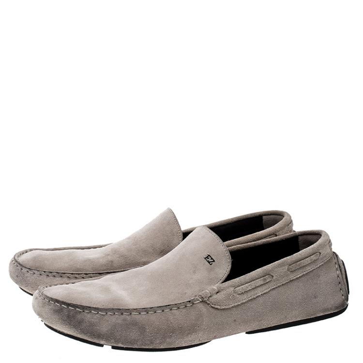 Pre Owned Ermenegildo Zegna Grey Suede Driving Loafers Size 41