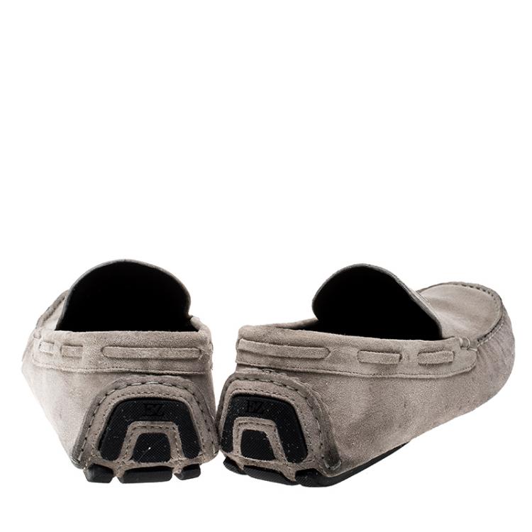 Pre Owned Ermenegildo Zegna Grey Suede Driving Loafers Size 41