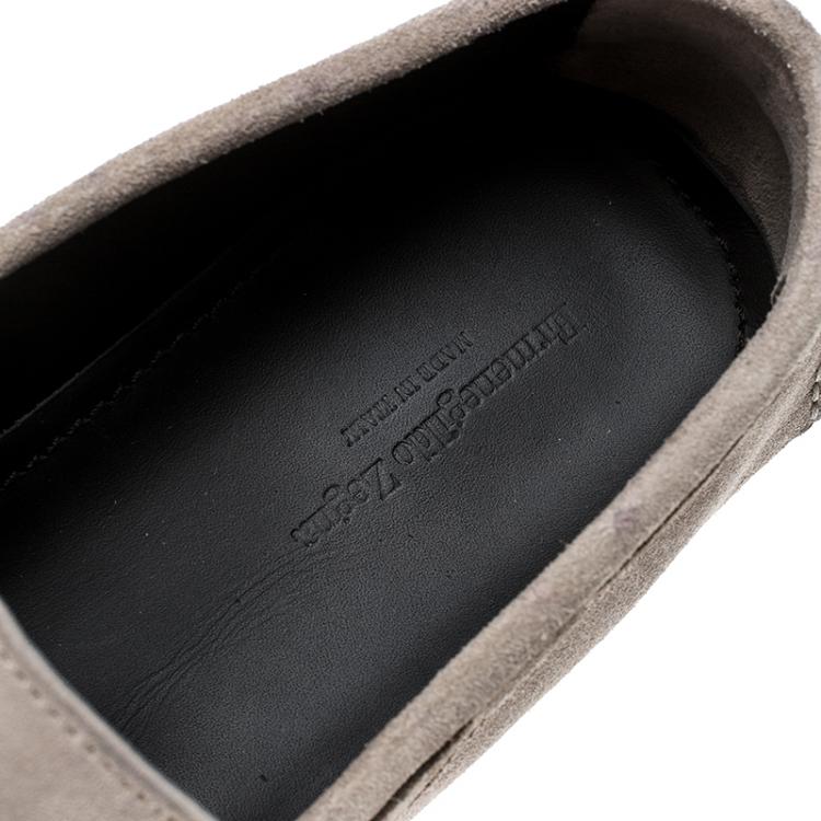 Pre Owned Ermenegildo Zegna Grey Suede Driving Loafers Size 41