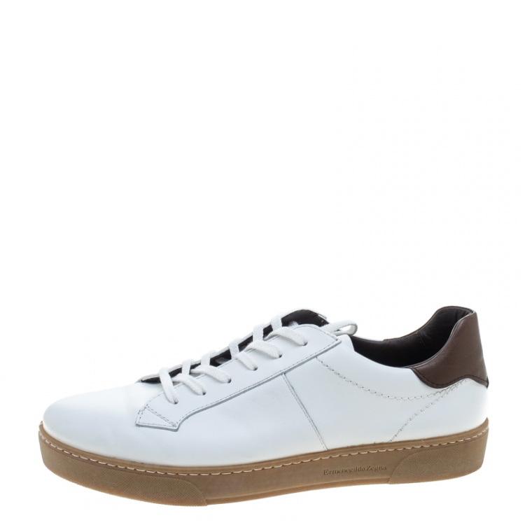 Pre Owned Ermenegildo Zegna White Leather Sneakers Size 42