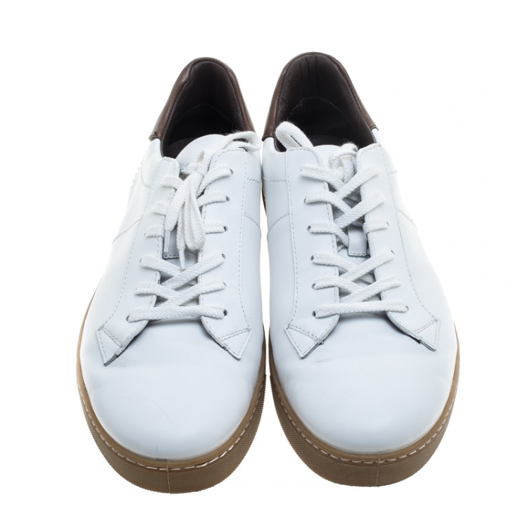Pre Owned Ermenegildo Zegna White Leather Sneakers Size 42