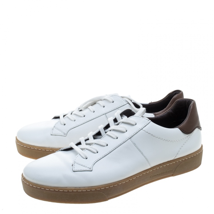 Pre Owned Ermenegildo Zegna White Leather Sneakers Size 42