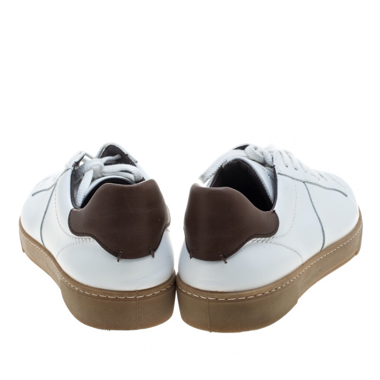 Pre Owned Ermenegildo Zegna White Leather Sneakers Size 42