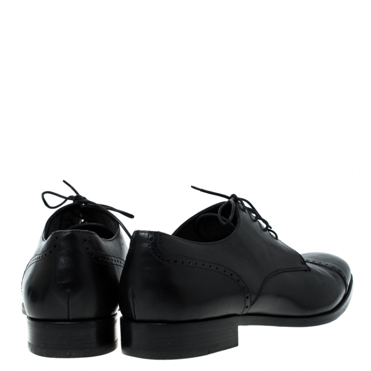Pre Owned Ermenegildo Zegna Black Leather Oxfords Size 43.5