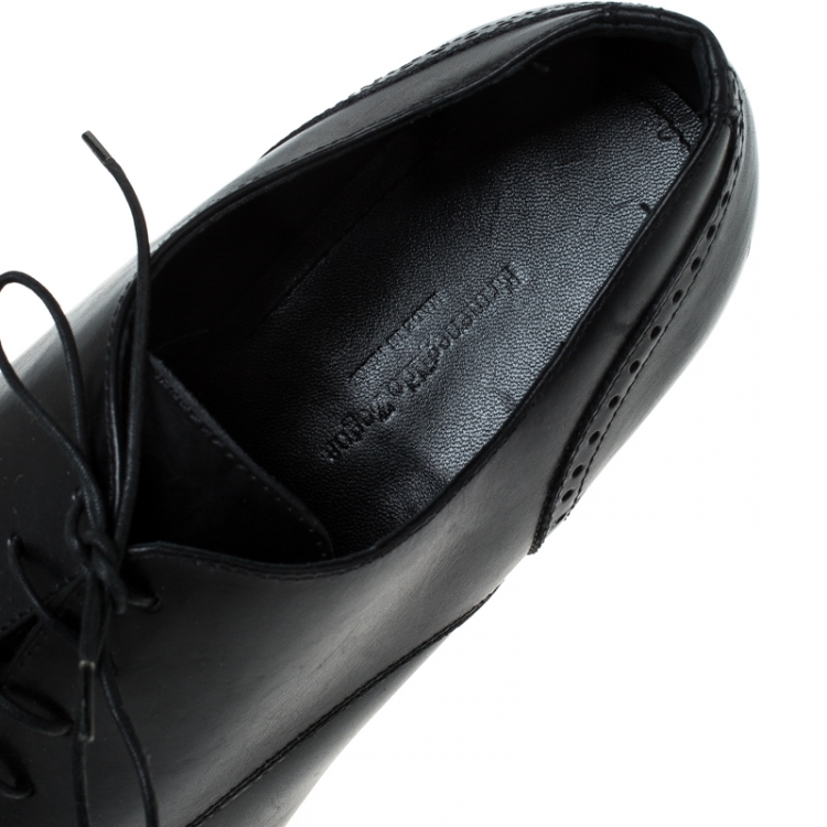 Pre Owned Ermenegildo Zegna Black Leather Oxfords Size 43.5