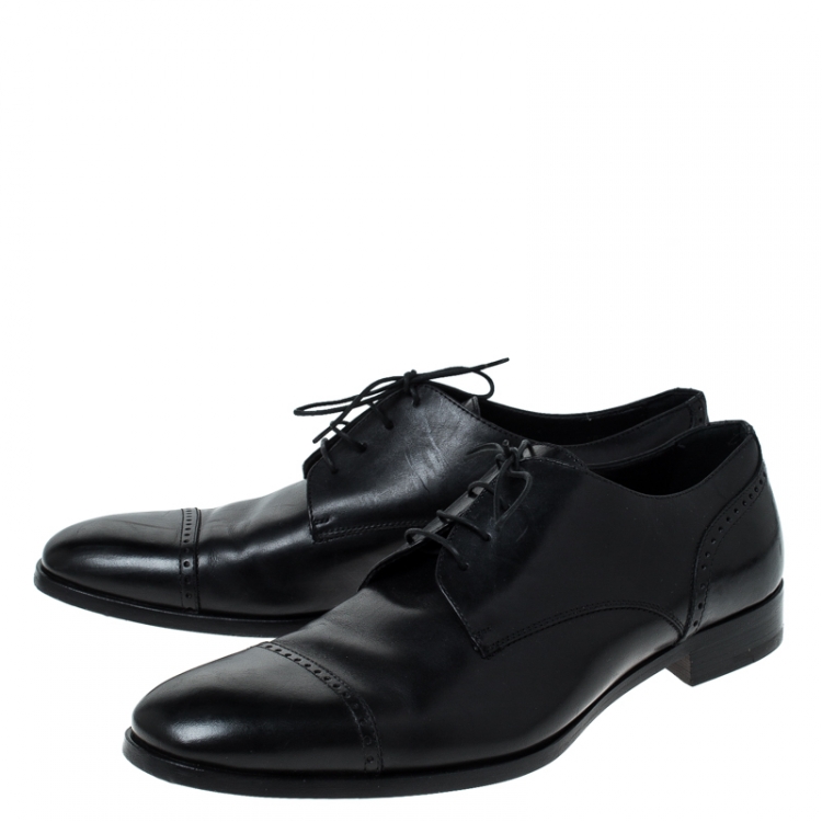 Pre Owned Ermenegildo Zegna Black Leather Oxfords Size 43.5