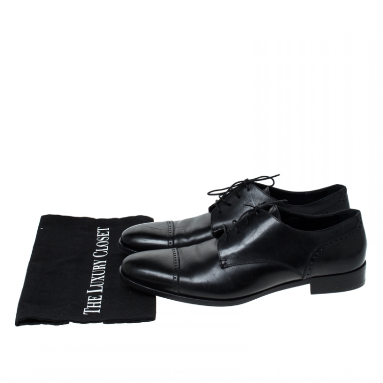 Pre Owned Ermenegildo Zegna Black Leather Oxfords Size 43.5