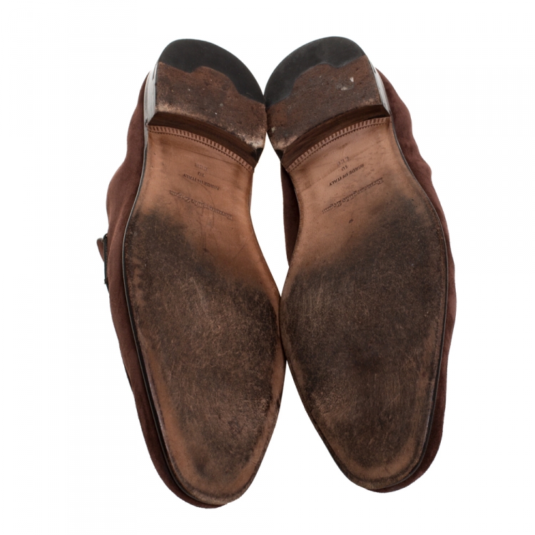 Pre Owned Ermenegildo Zegna Brown Suede Asola Penny Loafers Size 44