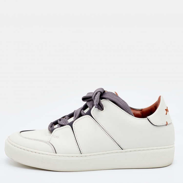 Ermenegildo Zegna Off White Leather Tiziano Sneakers Size 42 ...