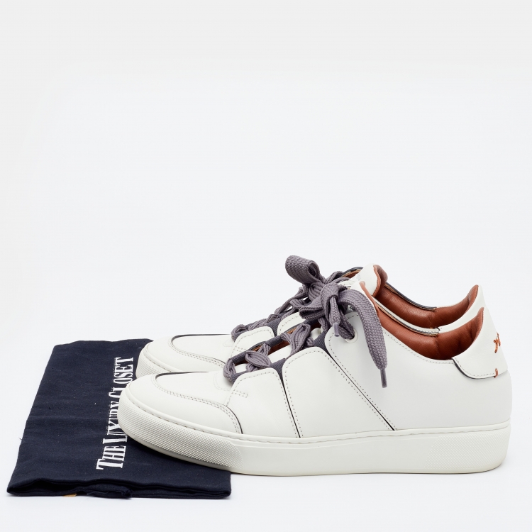 Pre Owned Ermenegildo Zegna Off White Leather Tiziano Sneakers Size 42