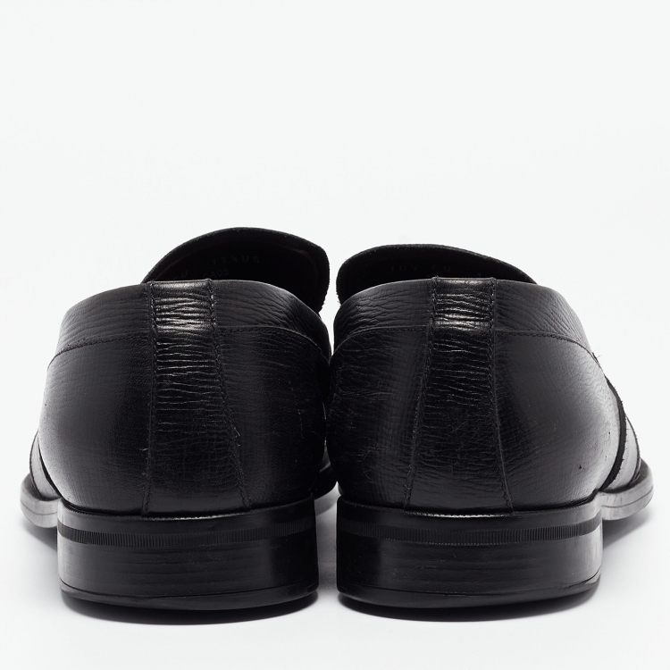 Pre Owned Ermenegildo Zegna Black Leather Slip On Loafers Size 45.5