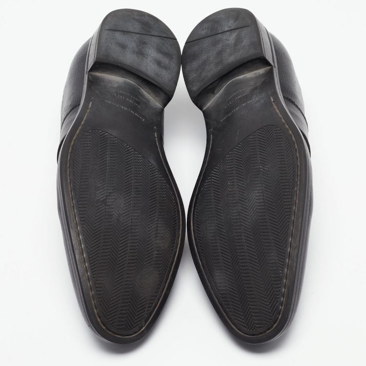 Pre Owned Ermenegildo Zegna Black Leather Slip On Loafers Size 45.5