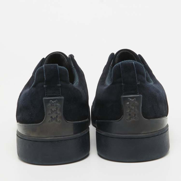 Pre Owned Ermenegildo Zegna Blue Suede Low Top Sneakers Size 43