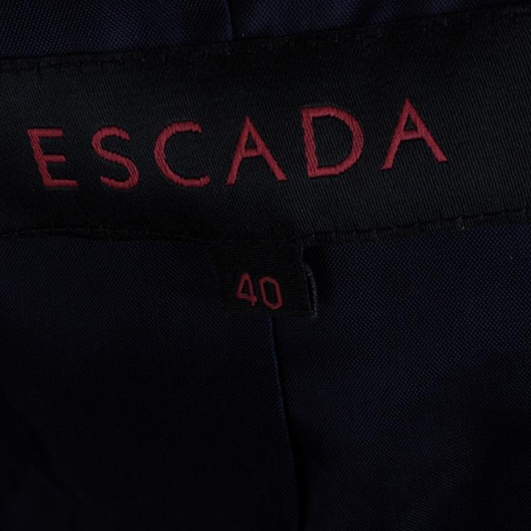 Pre Owned Escada Contrast Piped Navy Blazer S