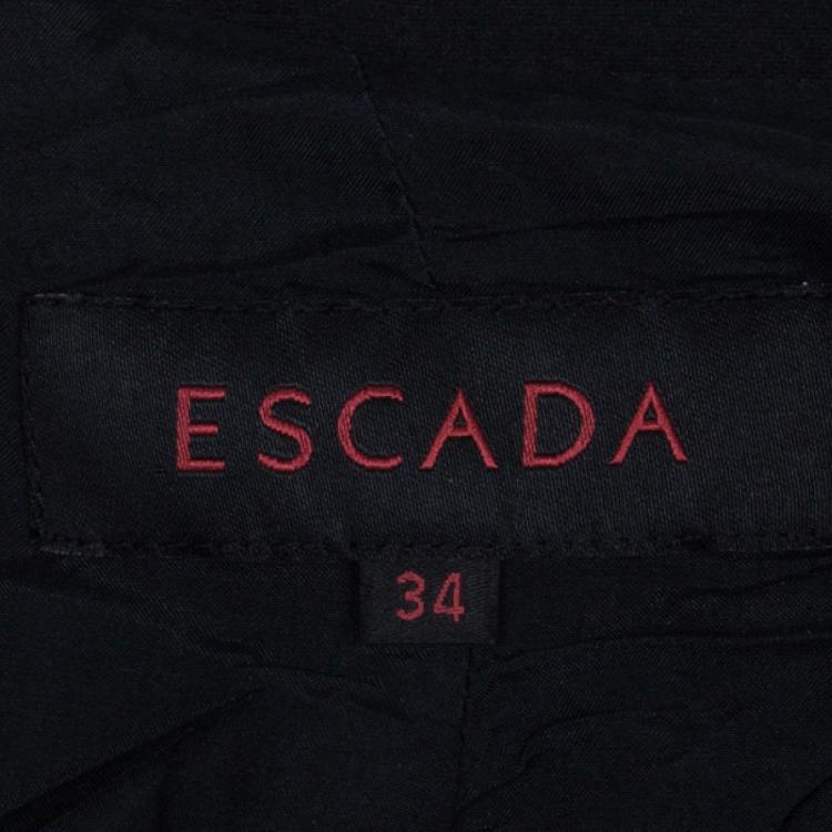 Pre Owned Escada Turquoise Contrast Collar Jacket XS