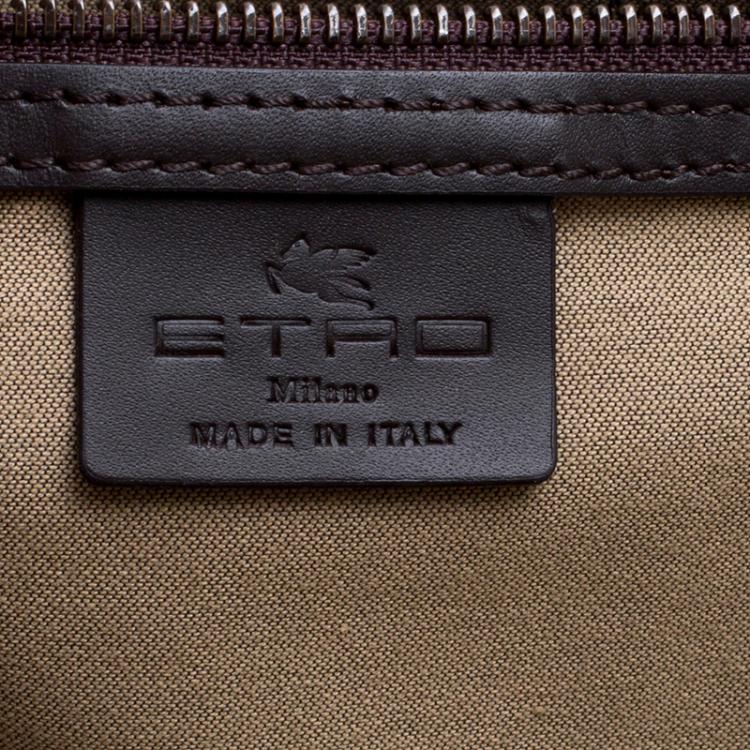 Pre Owned Etro Dark Brown Paisley Printed Coated Canvas Document Holder