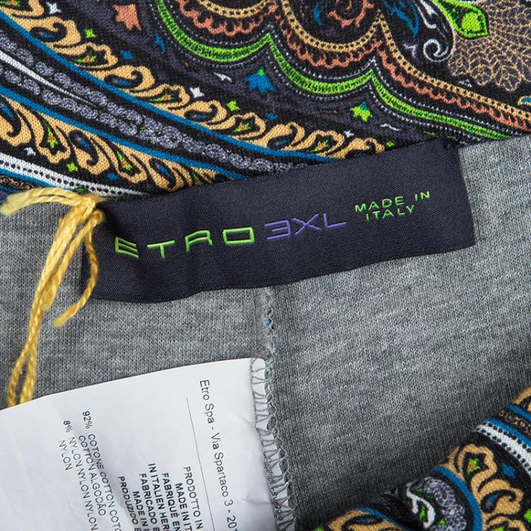 Pre Owned Etro Multicolor Paisley Printed Jersey Jogger Pants 3XL