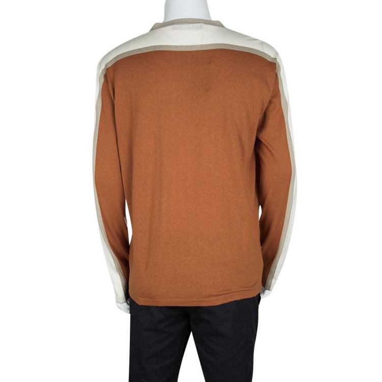 Pre Owned Etro Colorblock Faux Suede Panel Detail Button Front Cardigan XL