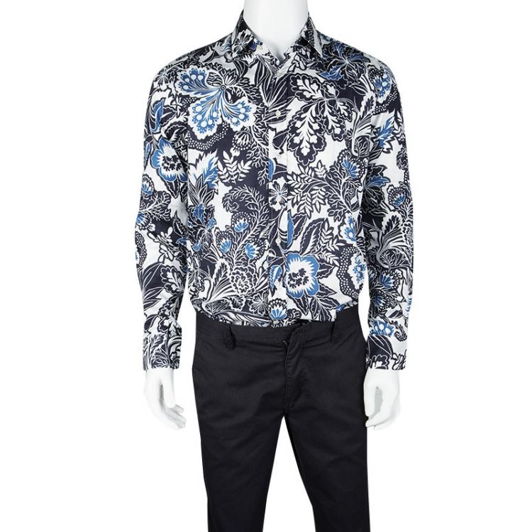 Pre Owned Etro Multicolor Floral Printed Cotton Long Sleeve Button Front Shirt L