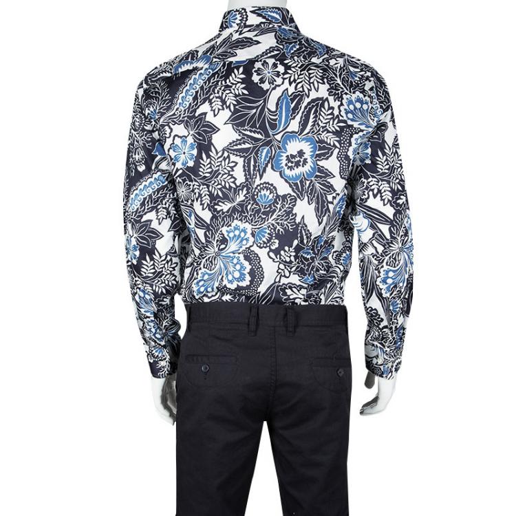 Pre Owned Etro Multicolor Floral Printed Cotton Long Sleeve Button Front Shirt L