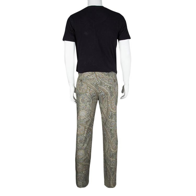 Pre Owned Etro Multicolor Paisley Printed Cotton Trousers L