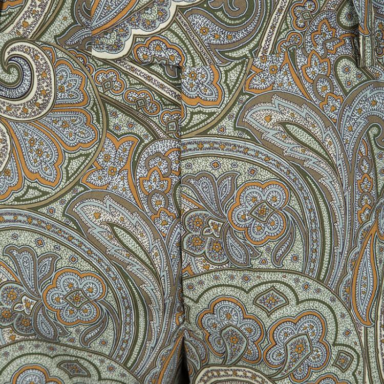 Pre Owned Etro Multicolor Paisley Printed Cotton Trousers L