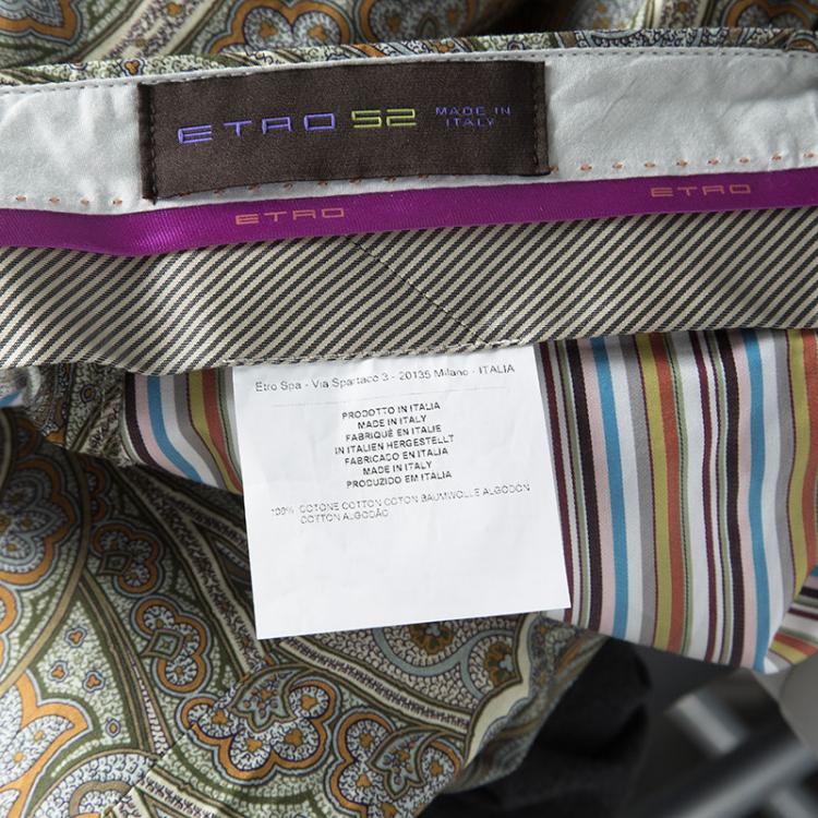 Pre Owned Etro Multicolor Paisley Printed Cotton Trousers L