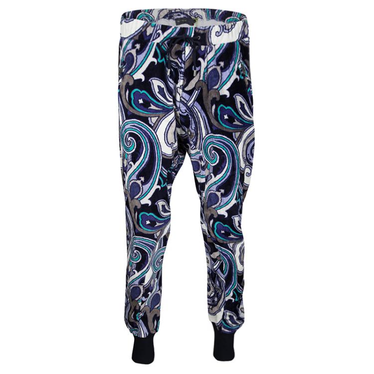 Pre Owned Etro Muticolor Printed Terrycloth Zip Front Sweatshirt and Jogger Pant Set L