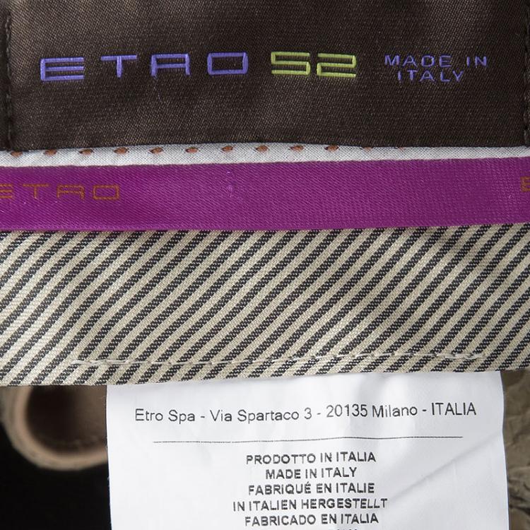 Pre Owned Etro Mustard Checked Wool Panama Slim Fit Trousers L