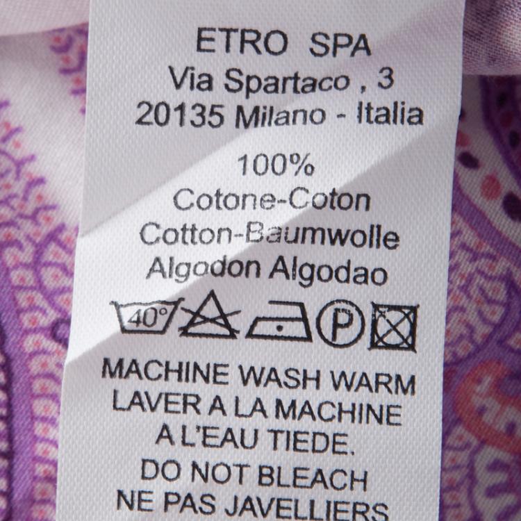 Pre Owned Etro Purple Paisley Printed Cotton Short Sleeve Button Front Shirt 2XL