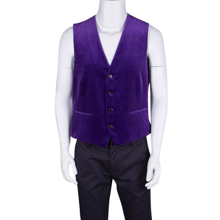 Pre Owned Etro Purple Velvet Silk Panel Detail MInete Vest L