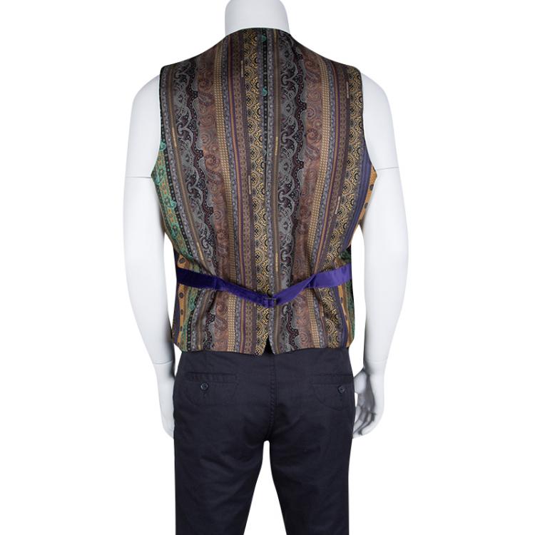 Pre Owned Etro Purple Velvet Silk Panel Detail MInete Vest L
