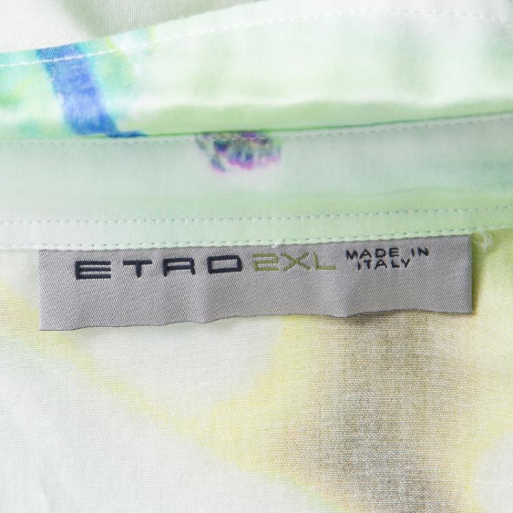 Pre Owned Etro Multicolor Printed Cotton Long Sleeve Button Front Shirt 2XL