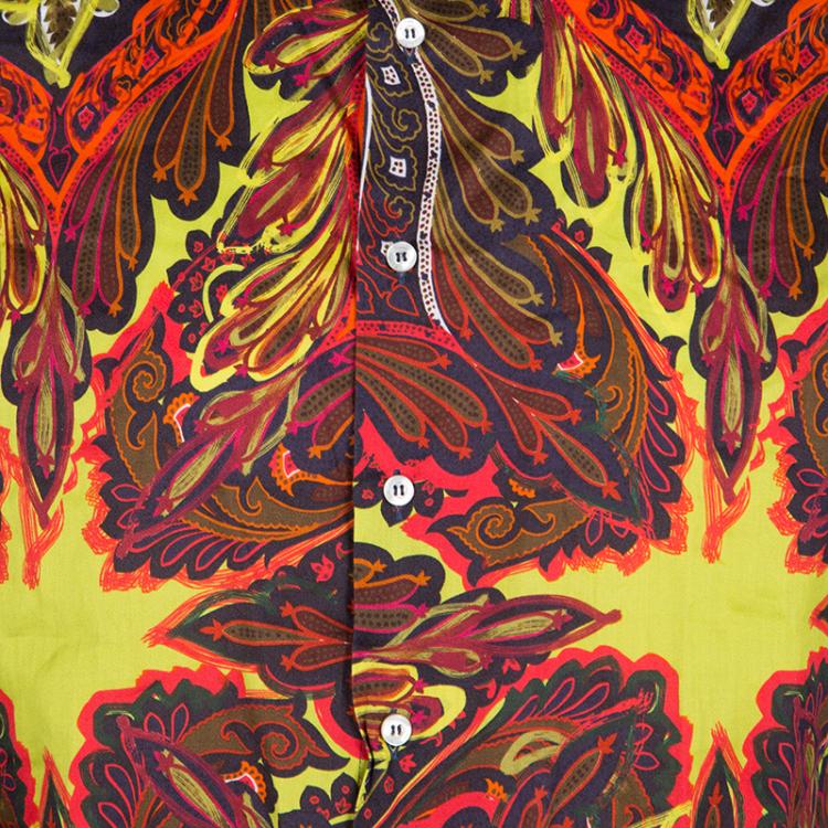 Pre Owned Etro Multicolor Printed Cotton Long Sleeve Button Front Tom Shirt L