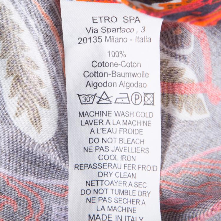 Pre Owned Etro Multicolor Printed Cotton Long Sleeve Button Front Tom Shirt L