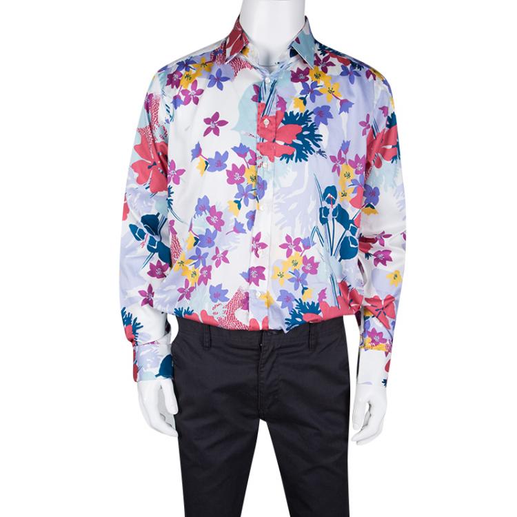 Pre Owned Etro Multicolor Floral Printed Long Sleeve Button Front Shirt XL