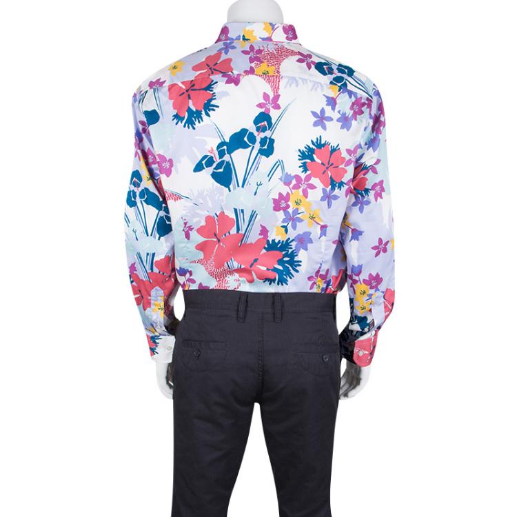 Pre Owned Etro Multicolor Floral Printed Long Sleeve Button Front Shirt XL