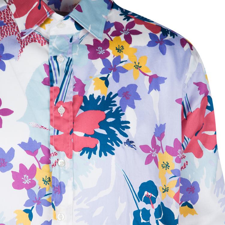 Pre Owned Etro Multicolor Floral Printed Long Sleeve Button Front Shirt XL