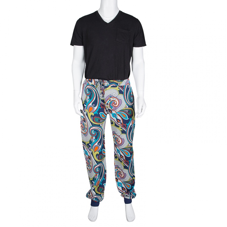 Pre Owned Etro Multicolor Printed Jersey Jogger Pants XL