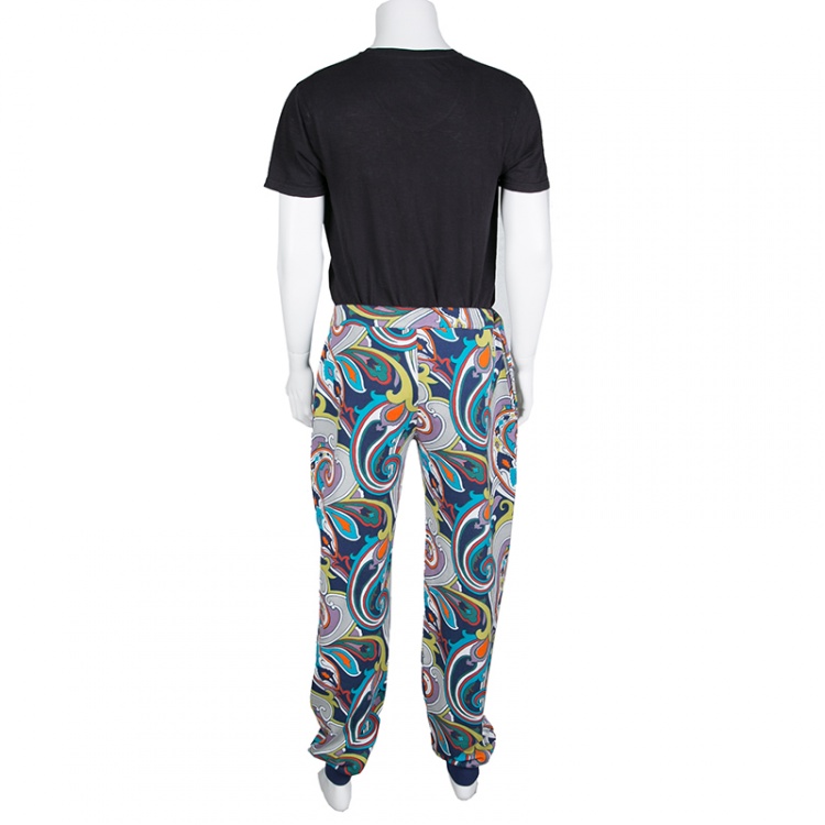 Pre Owned Etro Multicolor Printed Jersey Jogger Pants XL