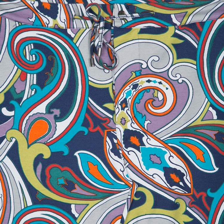 Pre Owned Etro Multicolor Printed Jersey Jogger Pants XL