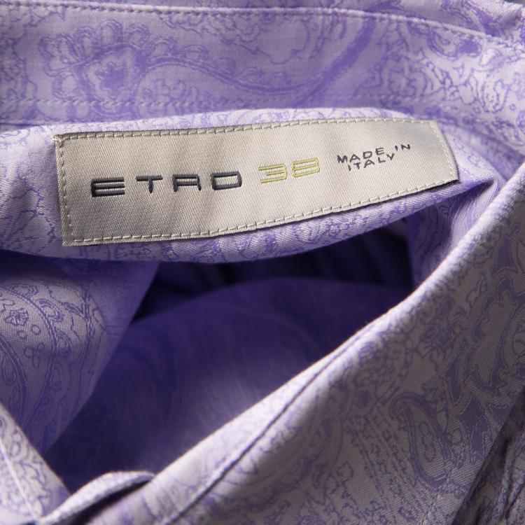 Pre Owned Etro Purple Cotton Paisley Motif Long Sleeve Button Front Shirt S