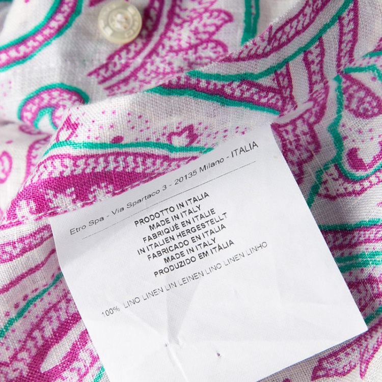 Pre Owned Etro White Paisley Printed Long Sleeve Button Front Linen Shirt 2XL