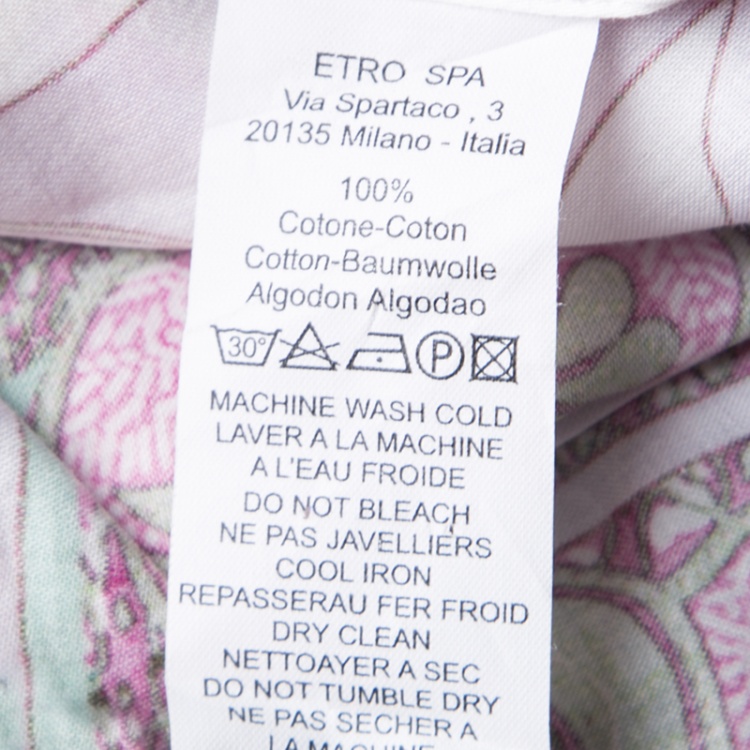 Pre Owned Etro Multicolor Floral Printed Cotton Long Sleeve Button Front Turchese Shirt M