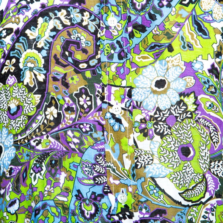 Pre Owned Etro Multicolor Printed Linen Long Sleeve Button Front Shirt XL