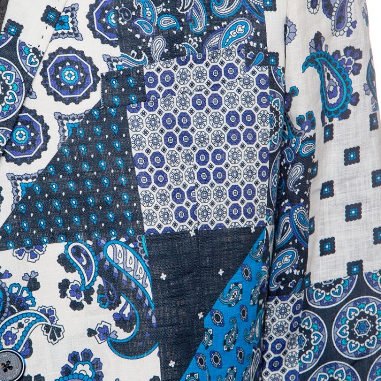Pre Owned Etro Multicolor Paisley Printed Linen Superleggera Minerva Blazer L
